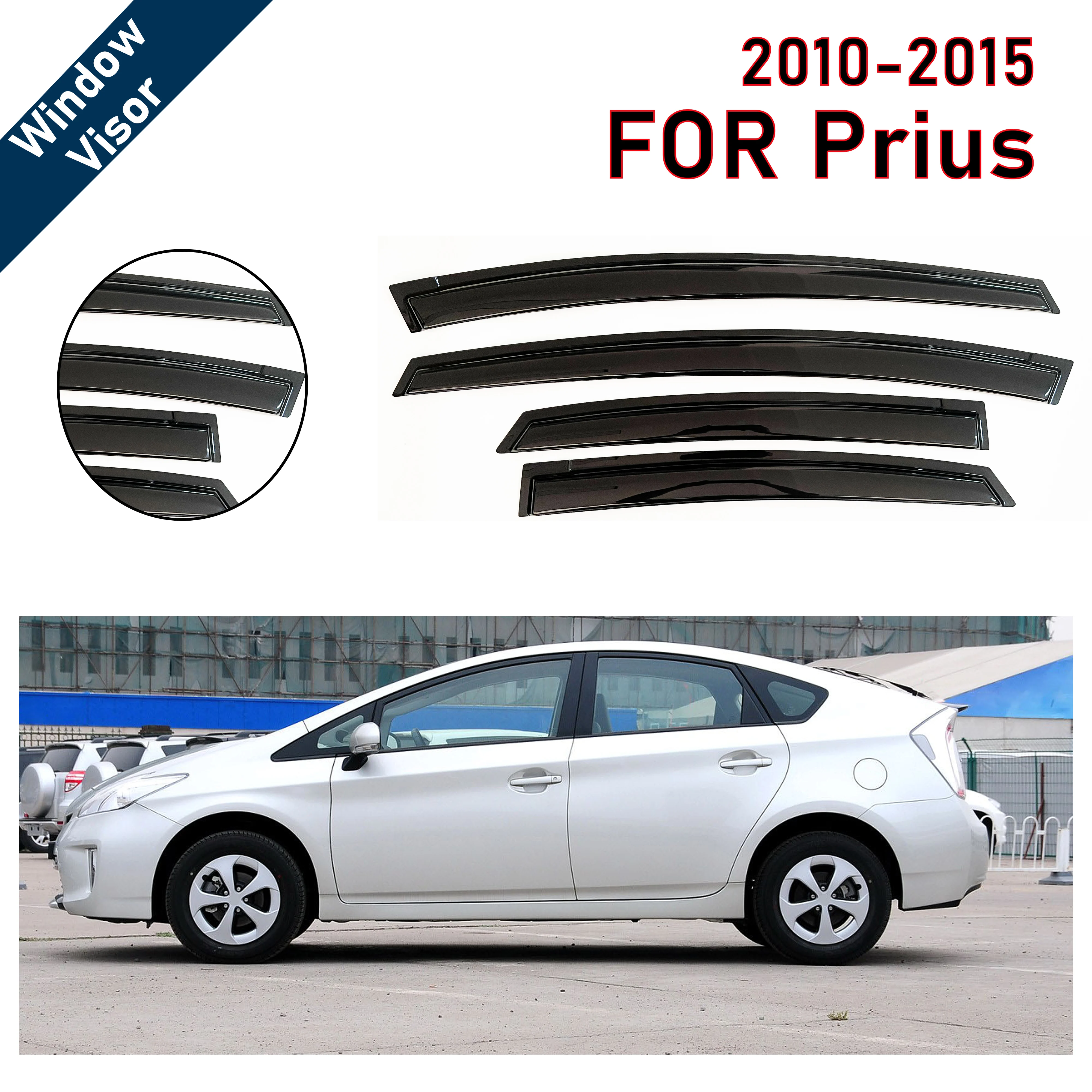 

4 шт. новейшей модели солнцезащитного козырька на окно автомобиля для Prius 2010-2015, оконный козырек от дождя, оконные козырьки от дождя