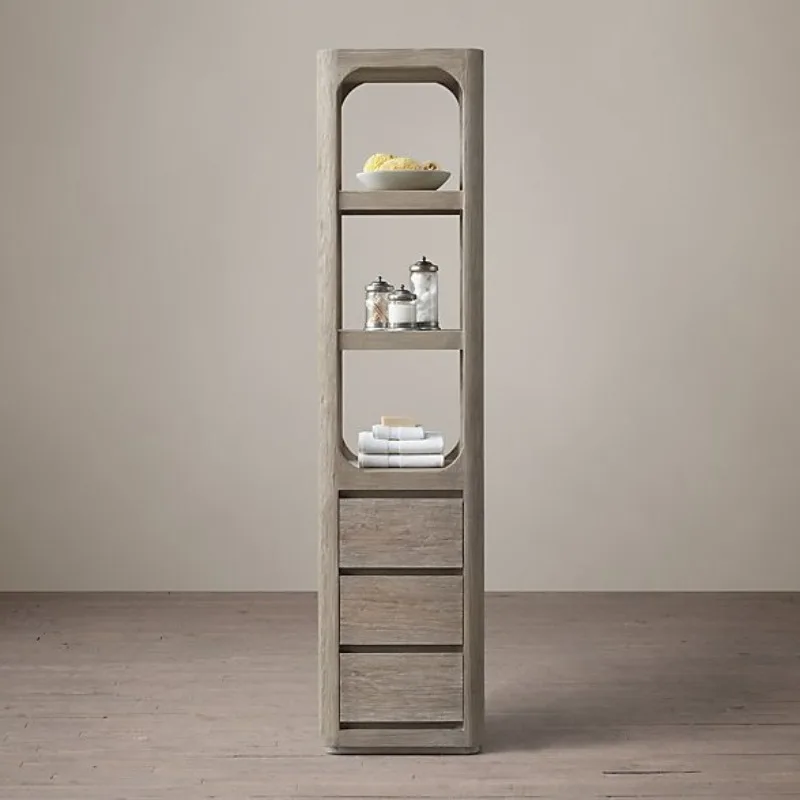French rural retro  wood American simple   Italian modern decorative cabinet living room wine cabinet curved bookcase