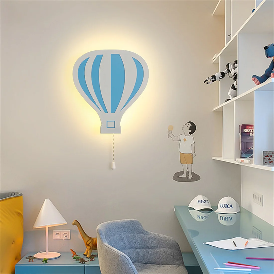 Art Deco Balloon Wall Lamp Children Bedroom Bedside Led Night Lights With Switch Cartoon Kindergarten Corridor Staircase Sconces