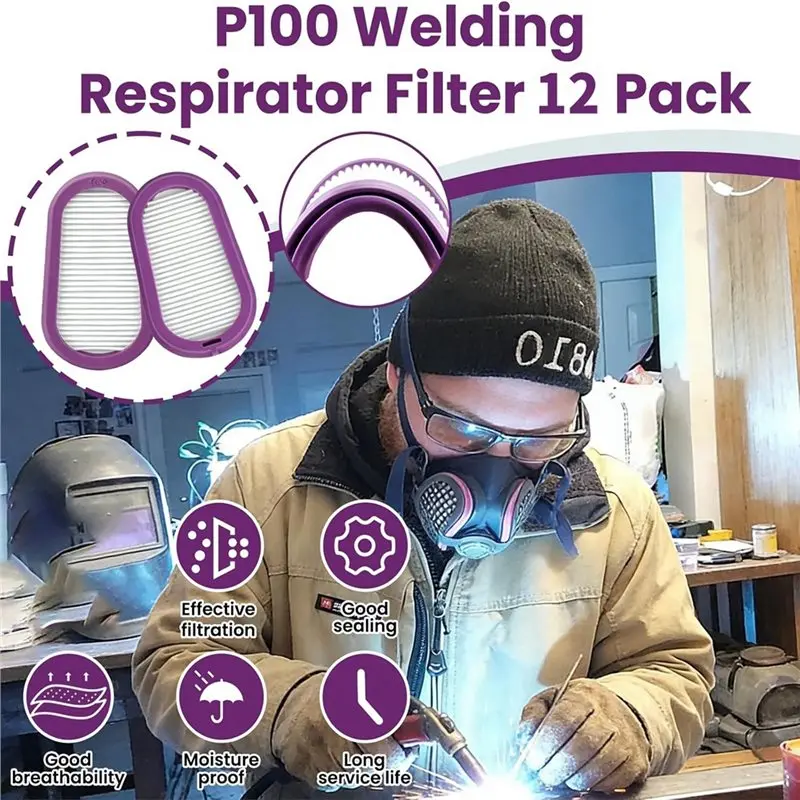 BTLIFE-12Pack P100 Respirator Filters SPR321 Replacement For SPR451 SPR457 SPR449 SPR456,99.97% Efficiency,For Welding & Dust