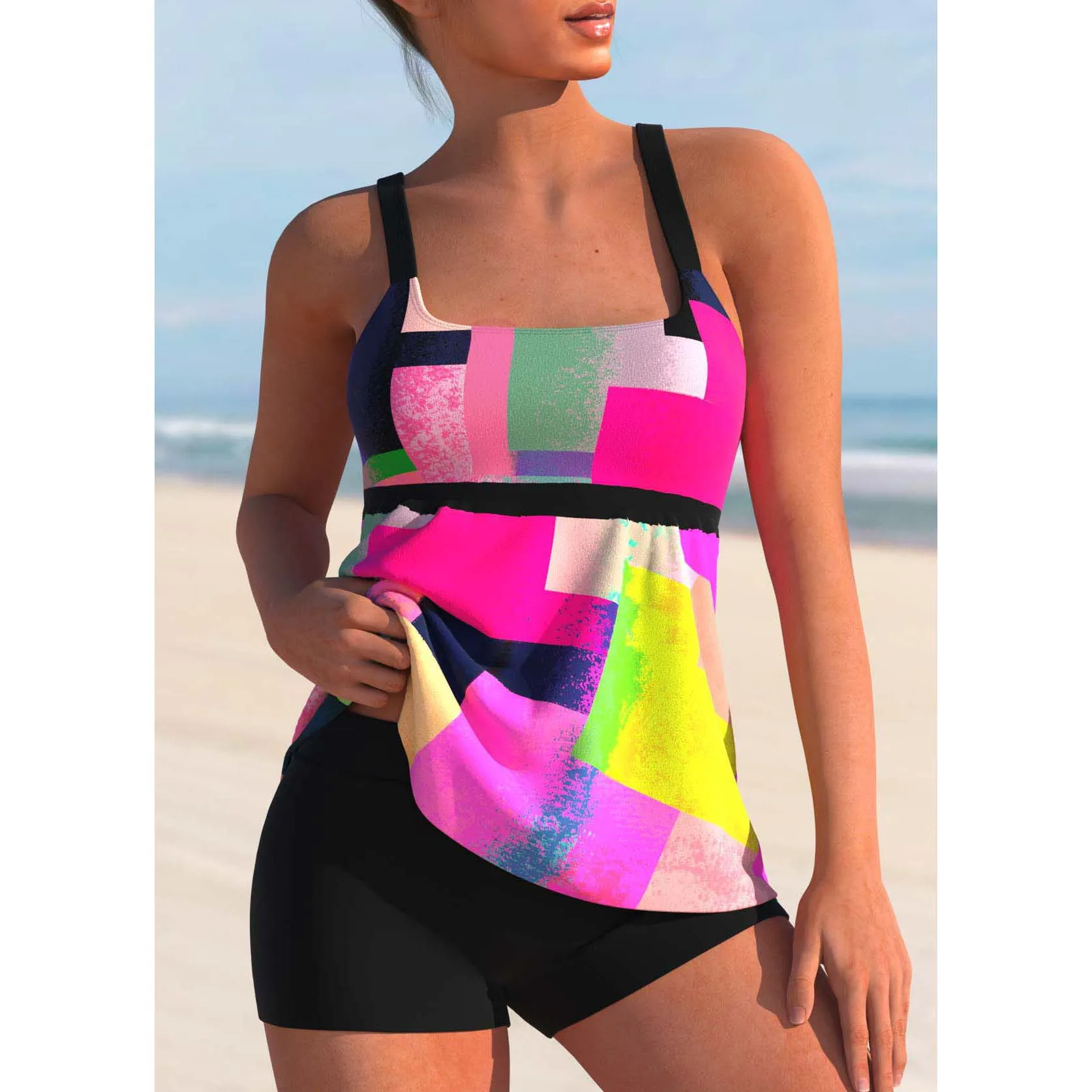 2023 Women\'s Beach Swimwear Fashion Print Tankini Fashion Sexy Swimwear Swimwear Bikini Set Summer Swimming Two Piece Set