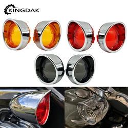2x Motorcycle Visor-Style Turn Signal Light Lens Cover Indicator Bezels w/ Smoke/Red/Amber Lens For Harley Sportster Dyna Softai