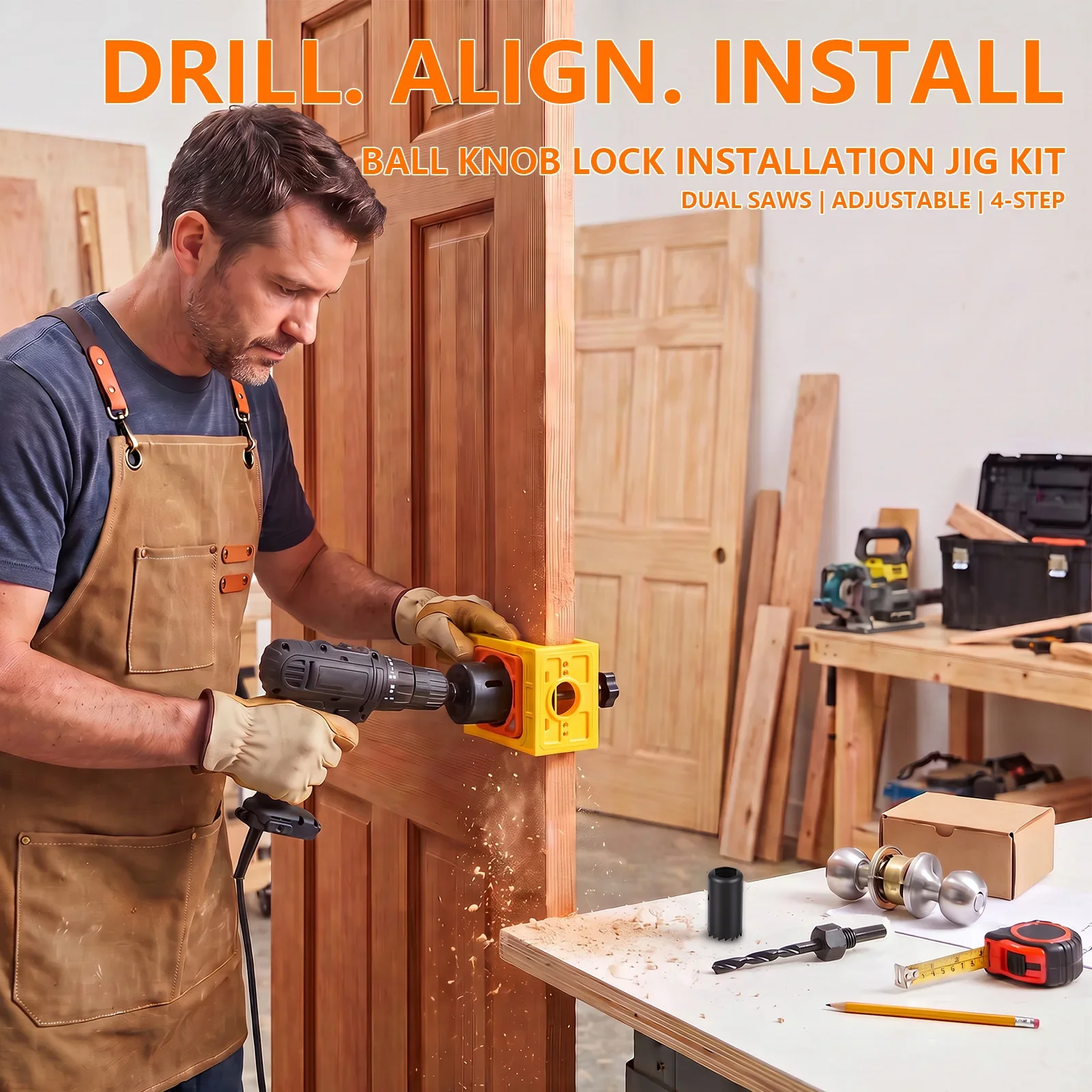 Door Lock Installation Kit Deadbolt Jig for 1-3/8