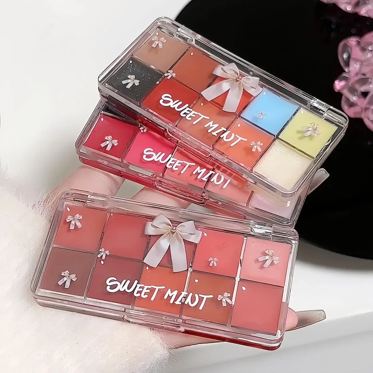 Plaque de gelée pour les lèvres, 10 couleurs, brillant à lèvres en cristal, verre d'eau hydratant, rouge Orange, baume à l'huile, Palette de maquillage Sexy et dodue