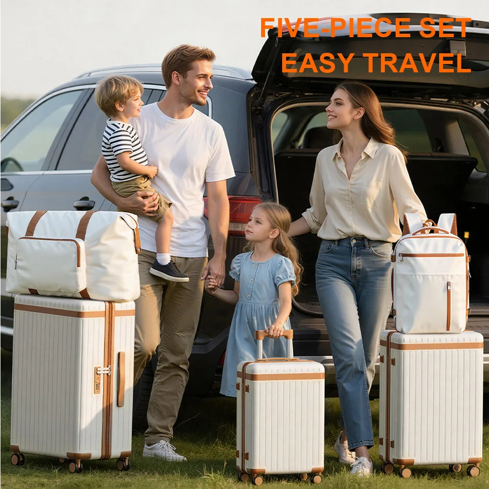 US Warehouse in Stock 5 Pieces Lightweight Hard Shell Suitcase Set Luxury Abs+Pc 5 Piece Travelling Bag Suitcase Luggage Set