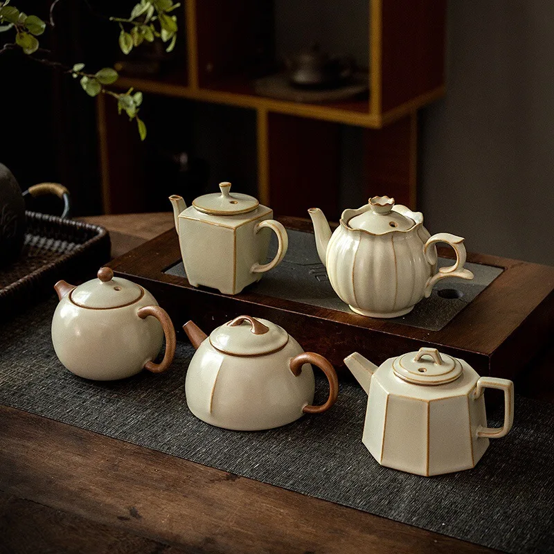 

Ceramic Ru kiln teapot Kung fu tea set Single pot Household large Ru porcelain pot Xi Shi pot