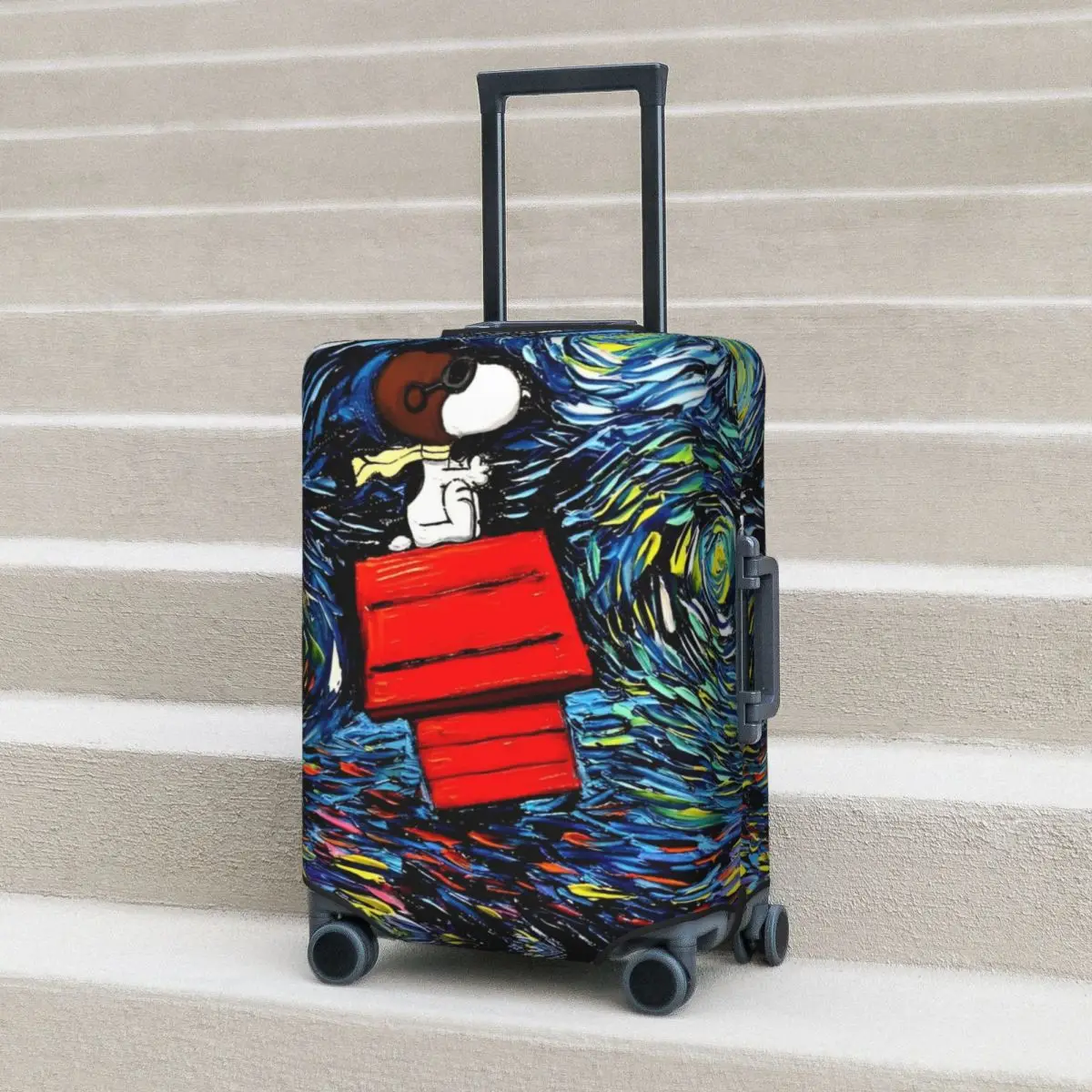 Snoopy Starry Night Pop Art Painting Suitcase Cover Business Protection Holiday Useful Luggage Case