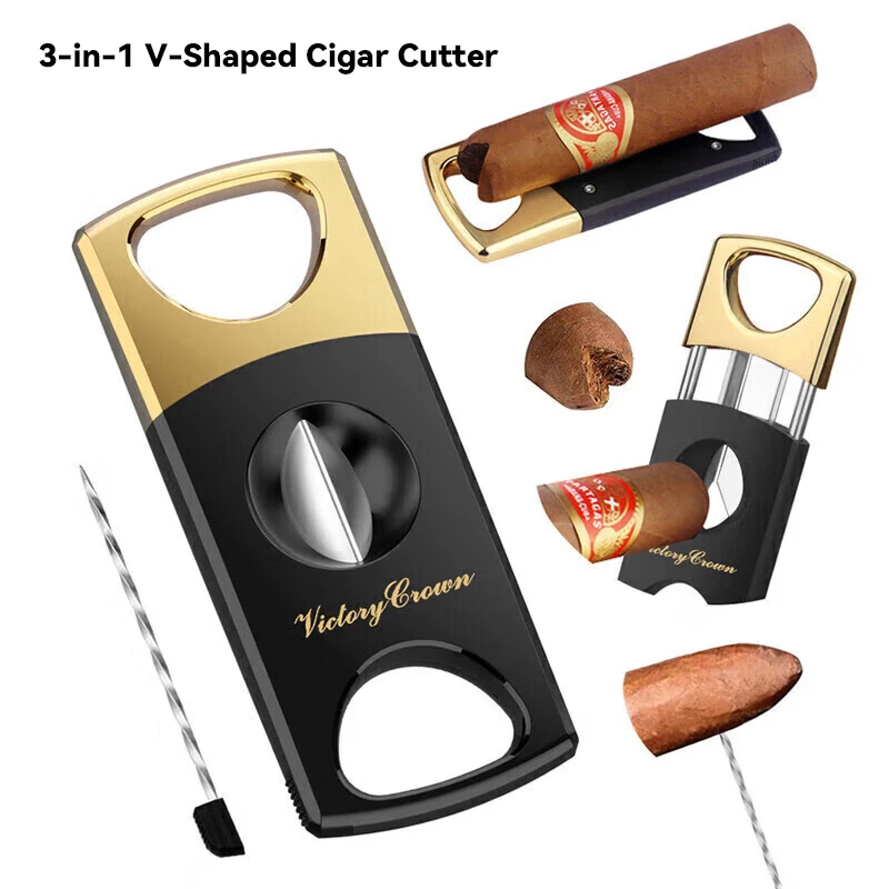BOLTIFY 3-in-1 Cigar Cutter V-Cutter, Cigar Punch,  Draw Enhancer, and Cigar Holder