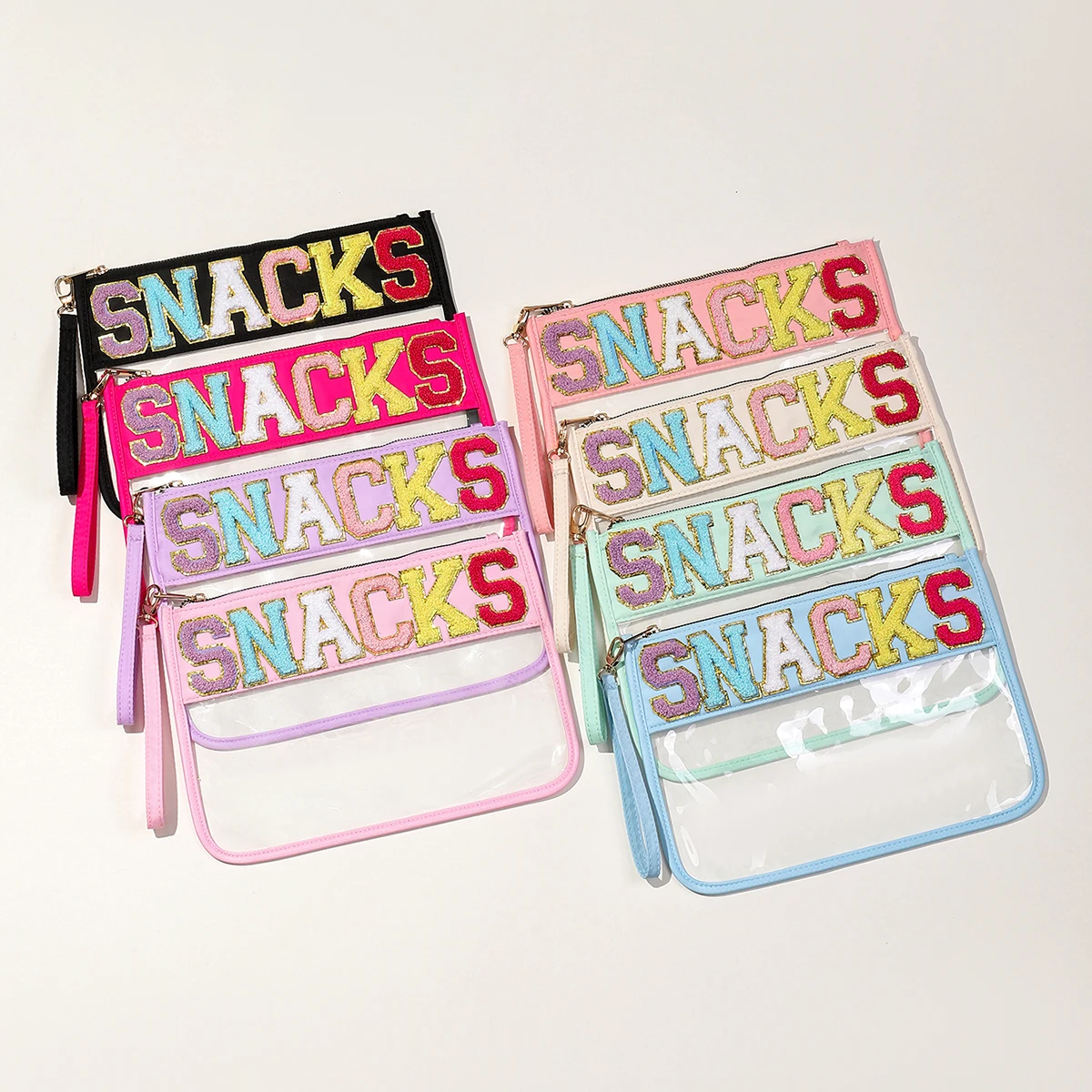 Transparent PVC Carrying Handheld Embroidery Cloth Stickers Travel Travel Waterproof Cosmetic Bag Creative Letters Patch