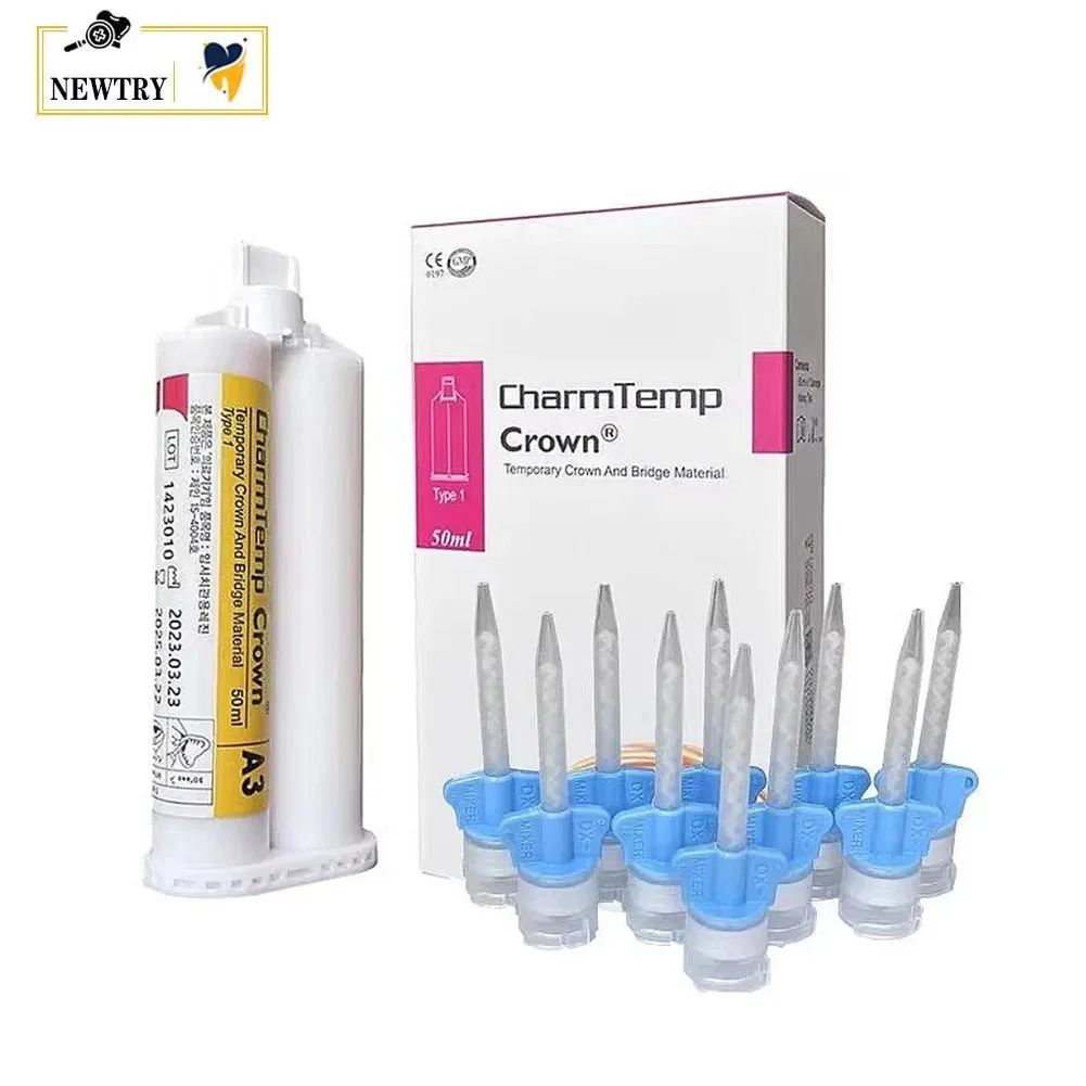 Original DENTKIST Temporary Crown Bridge Material 50ml Denture Pattern Resin A1/A2/A3/B Shade Impression Dispensing Gun Mix Tips