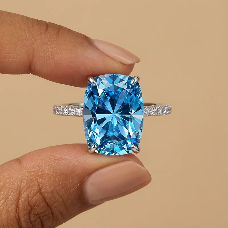 

Trendy Square Four-Claw Cubic Zircon Rings for Women Silver Colour High Quality Female Accessories Wedding Party Jewelry