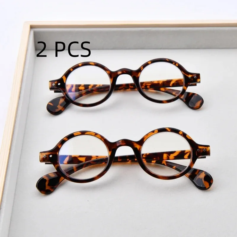 2-teiliges Set, runde Vintage-Lesebrille für Männer und Frauen, Anti-Blau-Computerbrille mit Dioptrien 0-+3,0