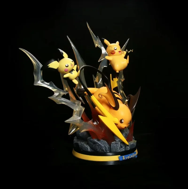 

Коллекционная фигурка Gk Pichu Pikachu Raichu Evolution Oversize из смолы в коробке, настольное украшение для любителей аниме