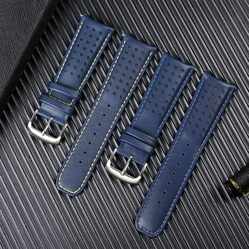 22 มม.23 มม.cowhide นาฬิกาสําหรับ CITIZEN Blue Angel วิทยุ Wave นาฬิกา AT8020-54L/8020-03L/JY8078 ปลายโค้งสีเหลืองสร้อยข้อมือ