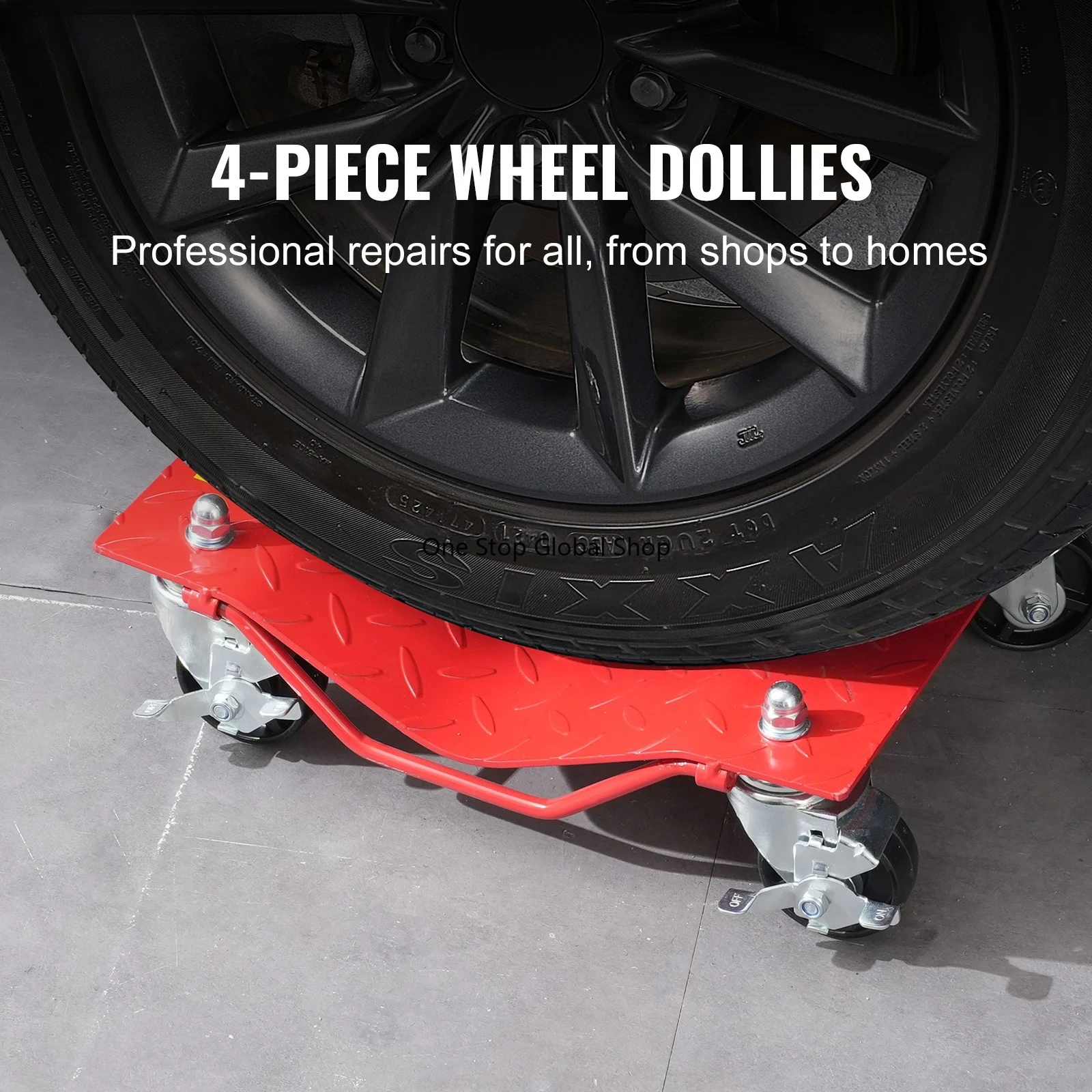 SucceBuy Wheel Dolly 8000 lbs Capacity Heavy-Duty Steel Car Mover Car Tire Stake Set with Brakes Vehicle Moving Cart Car Truck