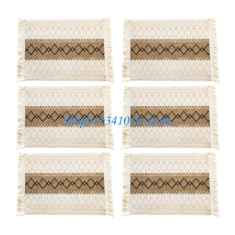  Thick 30x50cm Washable Placemat Set In Handwoven Textured Fabric For Holiday Dinner Party Setups
