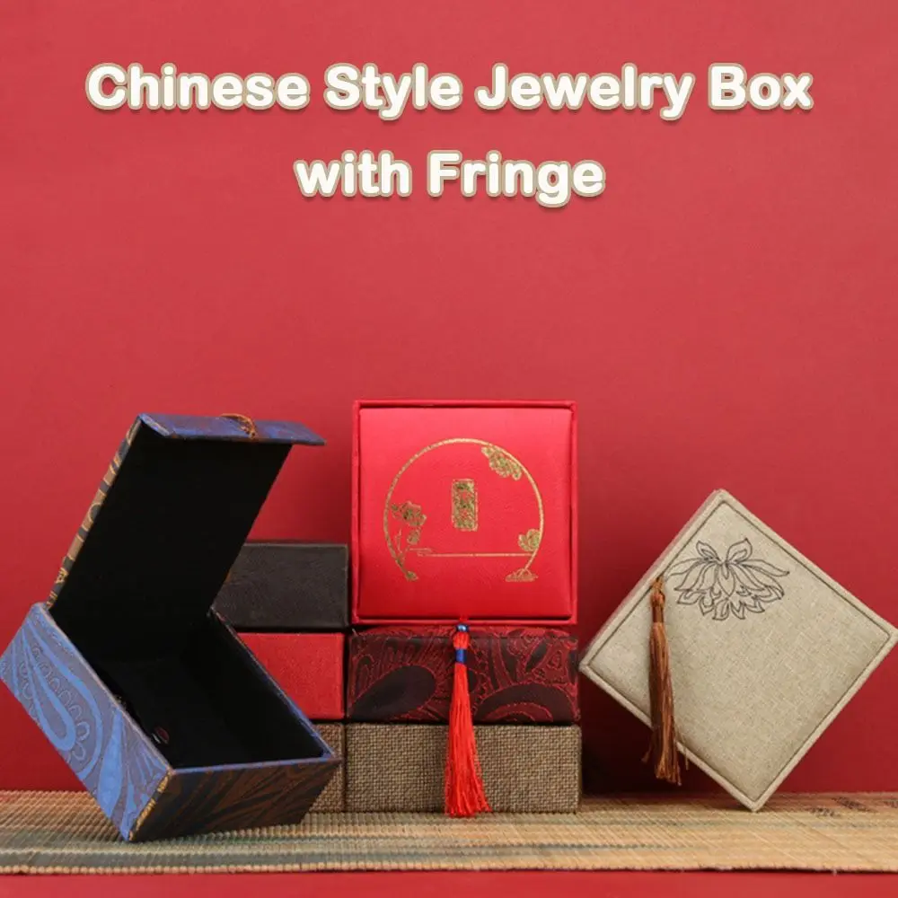 Mini Chinese Style Jewelry Box with Fringe Portable Jewelry Drawer Organizer Necklace Organizor For Woman