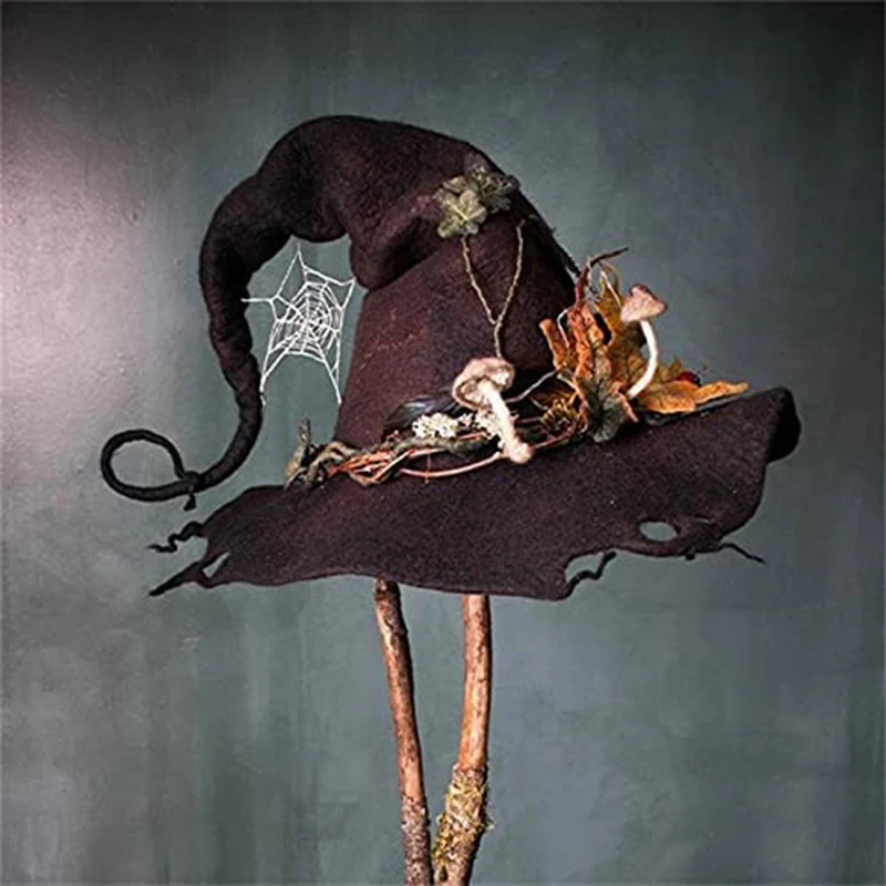 

Witch Hat Easter Halloween Decoration Spooky Witch Party Rave Felt Pointy Hat Cosplay Props Head Decor