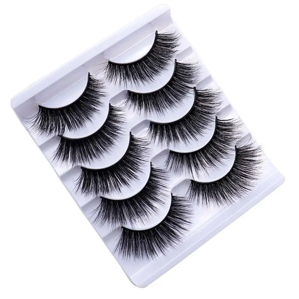 Alado Grosso Natural Wispy Cílios Postiços Cruz, 3D Lash Extension, Olhos Grandes, Ferramenta de Maquiagem Eye, Moda, 5 Pares