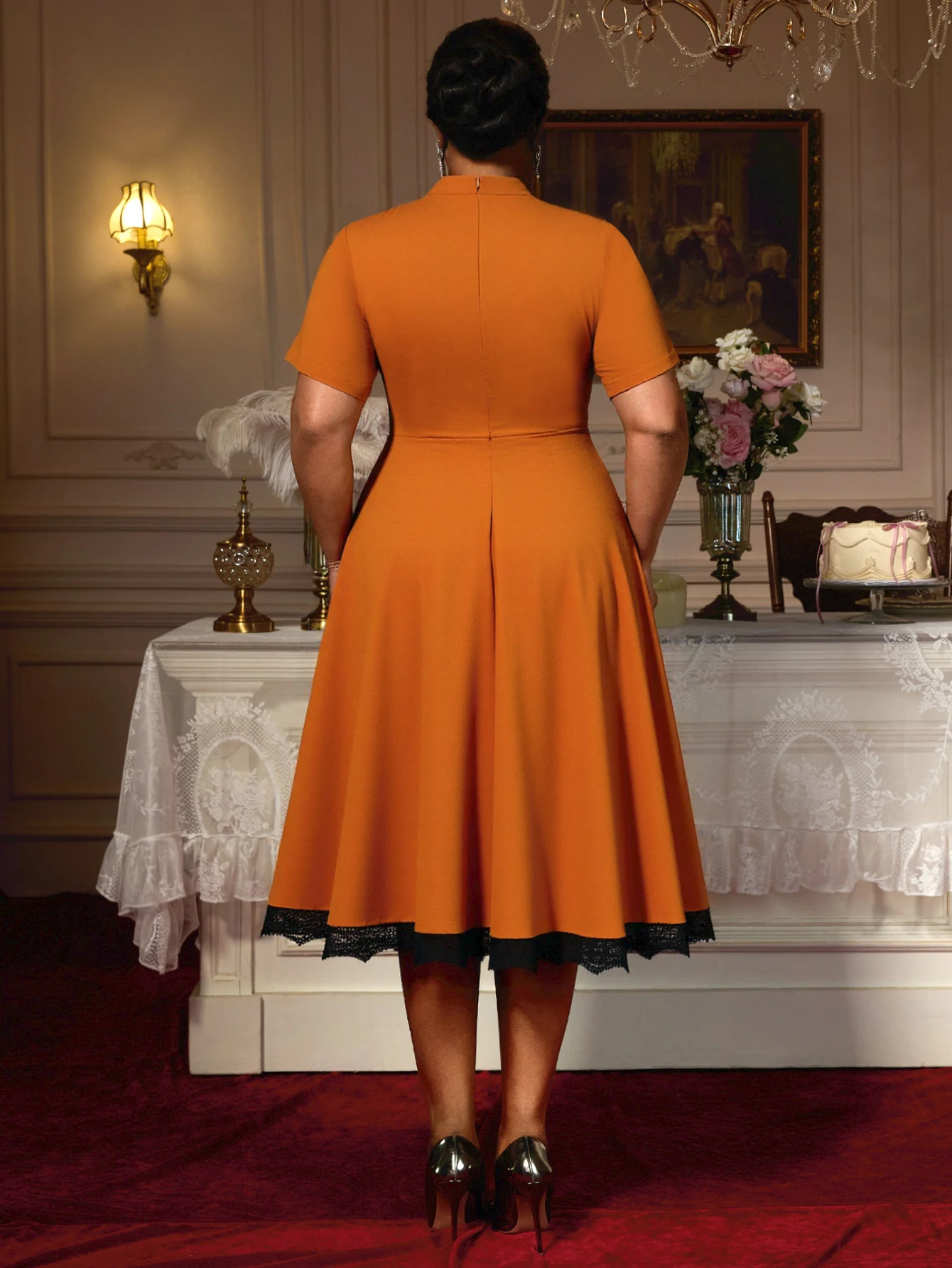 فستان على شكل حرف A للنساء مع أزرار أمامية من الدانتيل مثالي لحفلات الزفاف وحفلات الكنيسة والمناسبات الرسمية #3