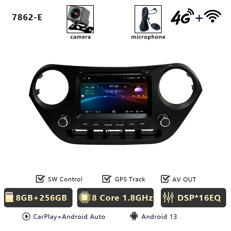 CHESTEK Android 13 Autoradio Voor Hyundai i10 Grand 2013 2014 2015 2016-2018 Carplay Multimedia Video Speler navigatie WIFI 4G BT