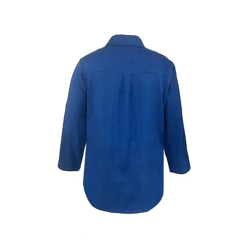 Plus size 1xl-5xl novas mulheres casual blusa de manga longa camisa senhoras casual elegante blusa de lapela sólida camisa vintage topos