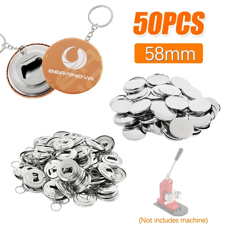 50PCS 44mm 58mm Fém keychain Palackol opener gomb Jelvény alkatrészek DIY Gyártás Jelvény gomb Gyártás Anyagellátás