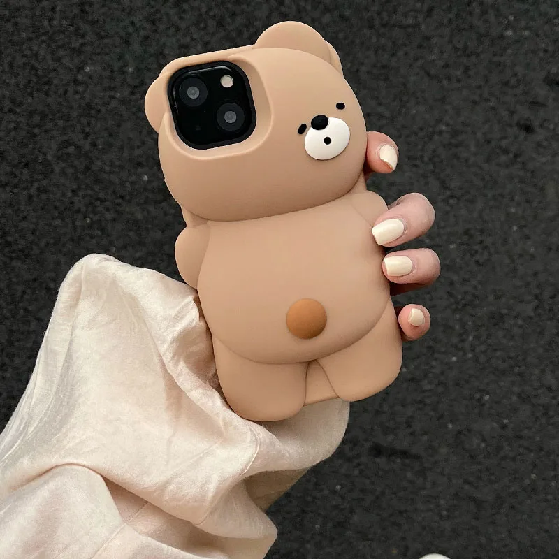 

Korea Cartoon Animal Bear Cute 3D Case For iphone 13 case 12 14 Pro15 Pro Max 13promax i11 Soft silicone Phone Cover kids gift
