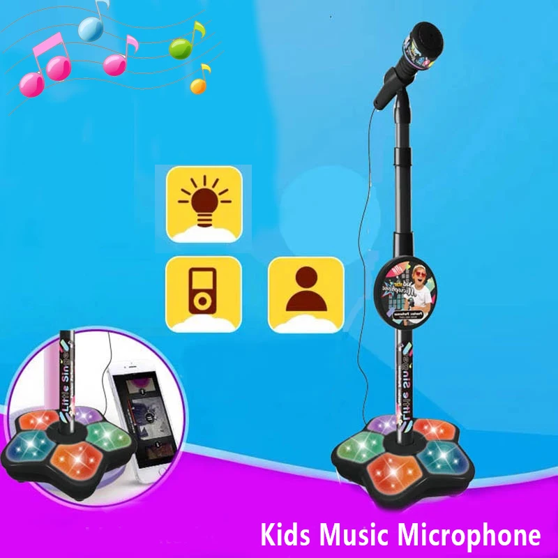 Kinder Mikrofon mit Ständer Karaoke Song Maschine Musik Instrument Spielzeug Gehirn-Training Lernspielzeug Geburtstagsgeschenk für Mädchen Jungen