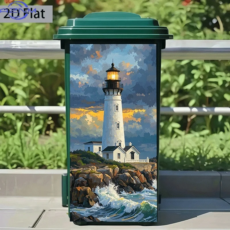 2D Flat Printing 1pc Trash Can Sticker , 
