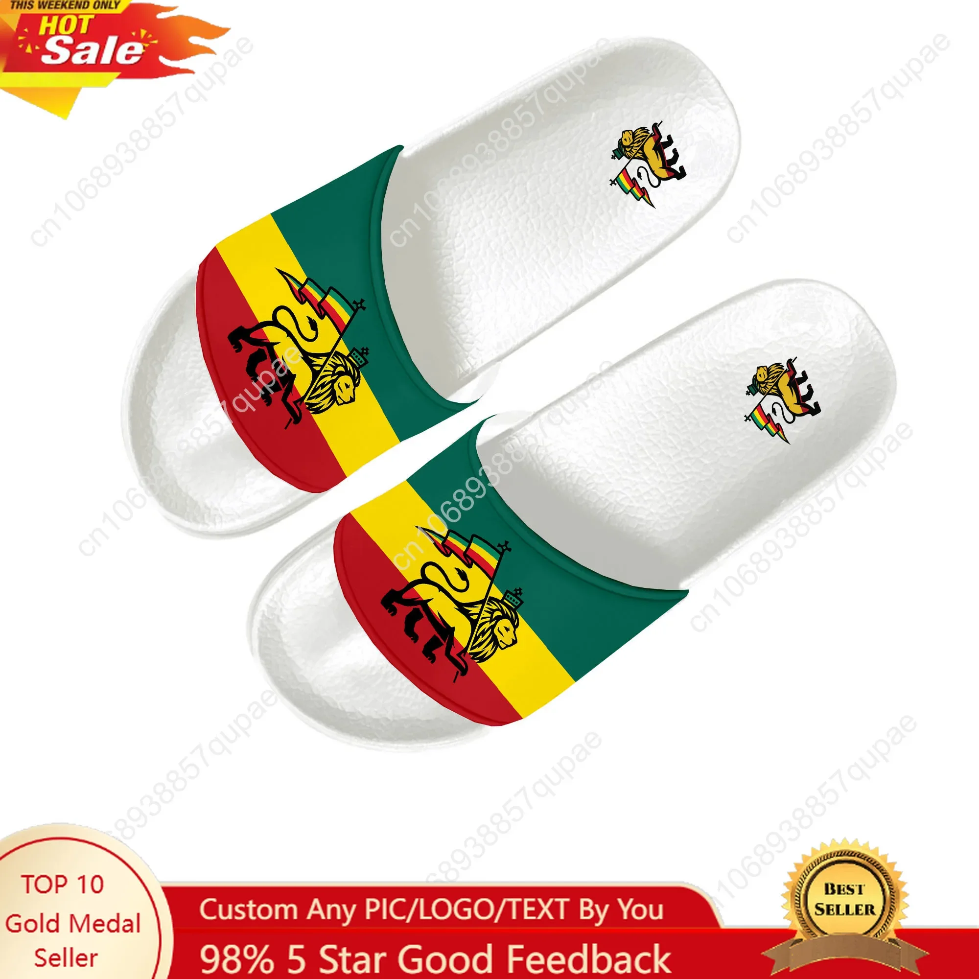 

Reggae Rastafarian Lion Of Judah Slippers Home Water Shoes Men Women Teenagers Beach Pool Sandals Custom Made Summer Slipper
