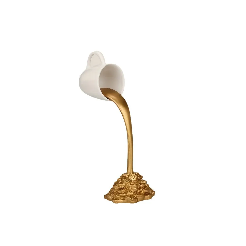 Gold Floating Coffee Cup Decoration Balance Flowing Coffee Cup Suspended Resin Home Decoration Floating Coffee Cup Fun Gift