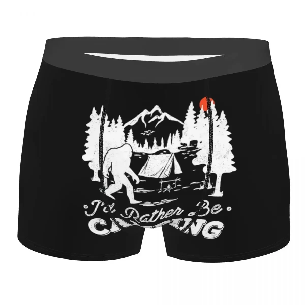 Custom Fashion I'd Rather Be Camping Bigfoot Boxers Shorts Panties Men's Underpants Breathable Briefs Underwear