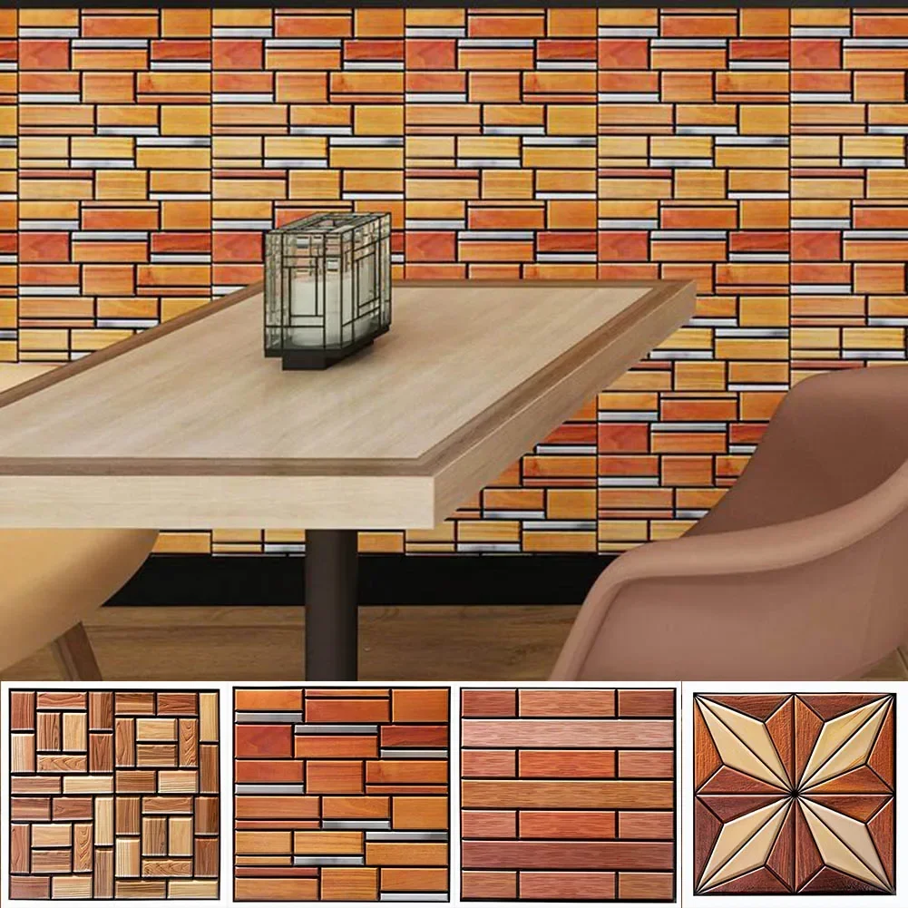 Adesivi per piastrelle 3D Cucina Decorazione impermeabile a prova di olio Adesivo da parete con venature del legno per parete di fondo, decorazione del balcone