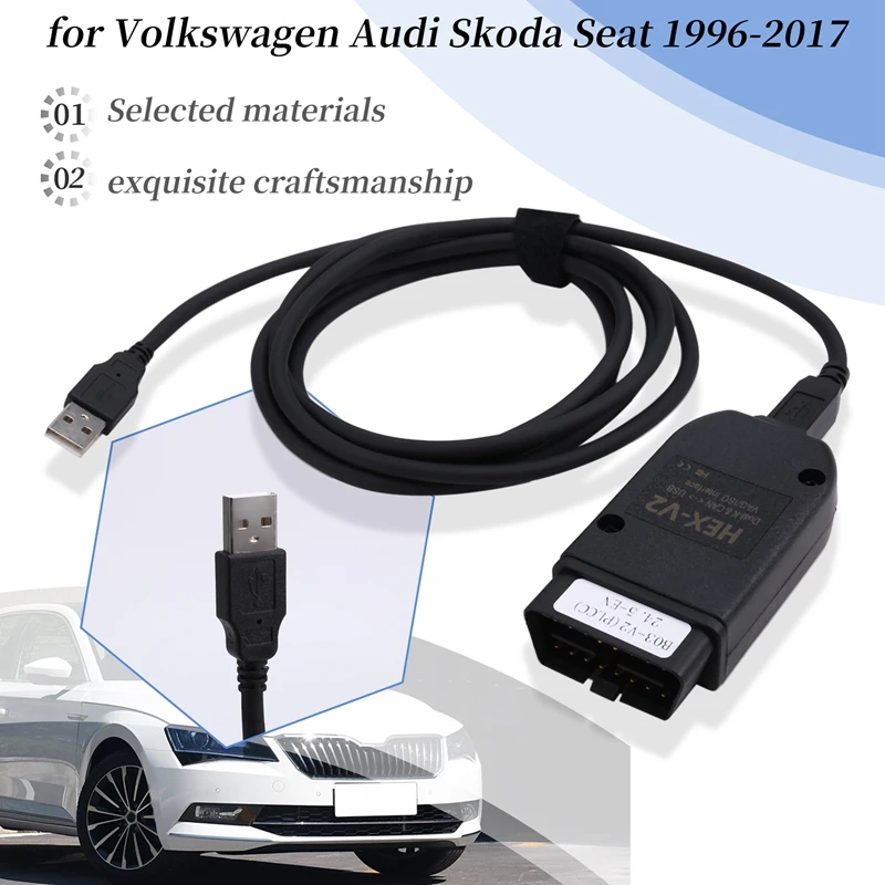 HEX-V2 VCDS 24.5 ATMEGA162 5054 USB 2.0 Interface For VW  Skoda Seat 1996-2017 English Version