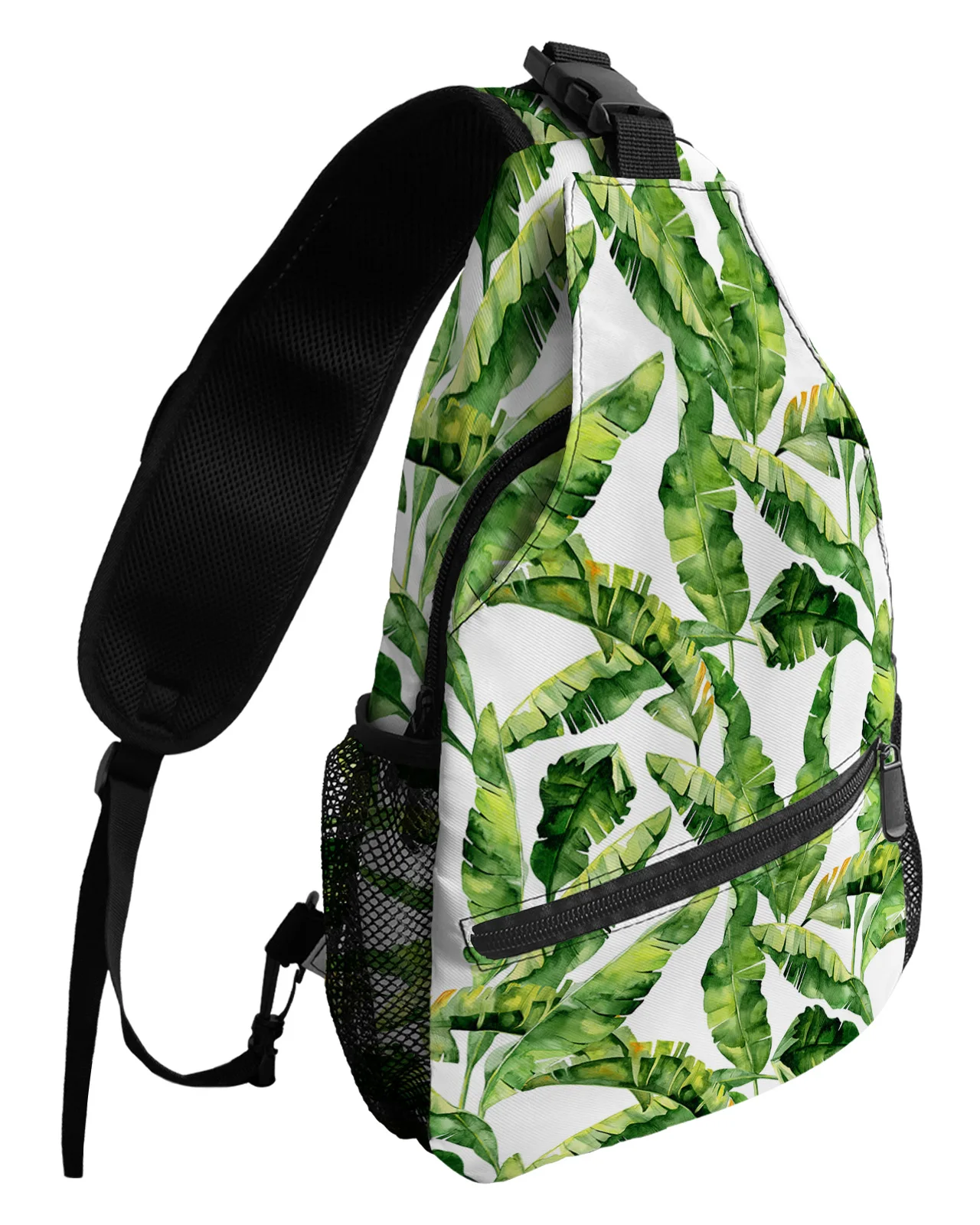 Banana Tropical Plant Leaves Chest Bags for Women Men Waterproof Shoulder Bag Outdoor Travel Sport Crossbody Bag