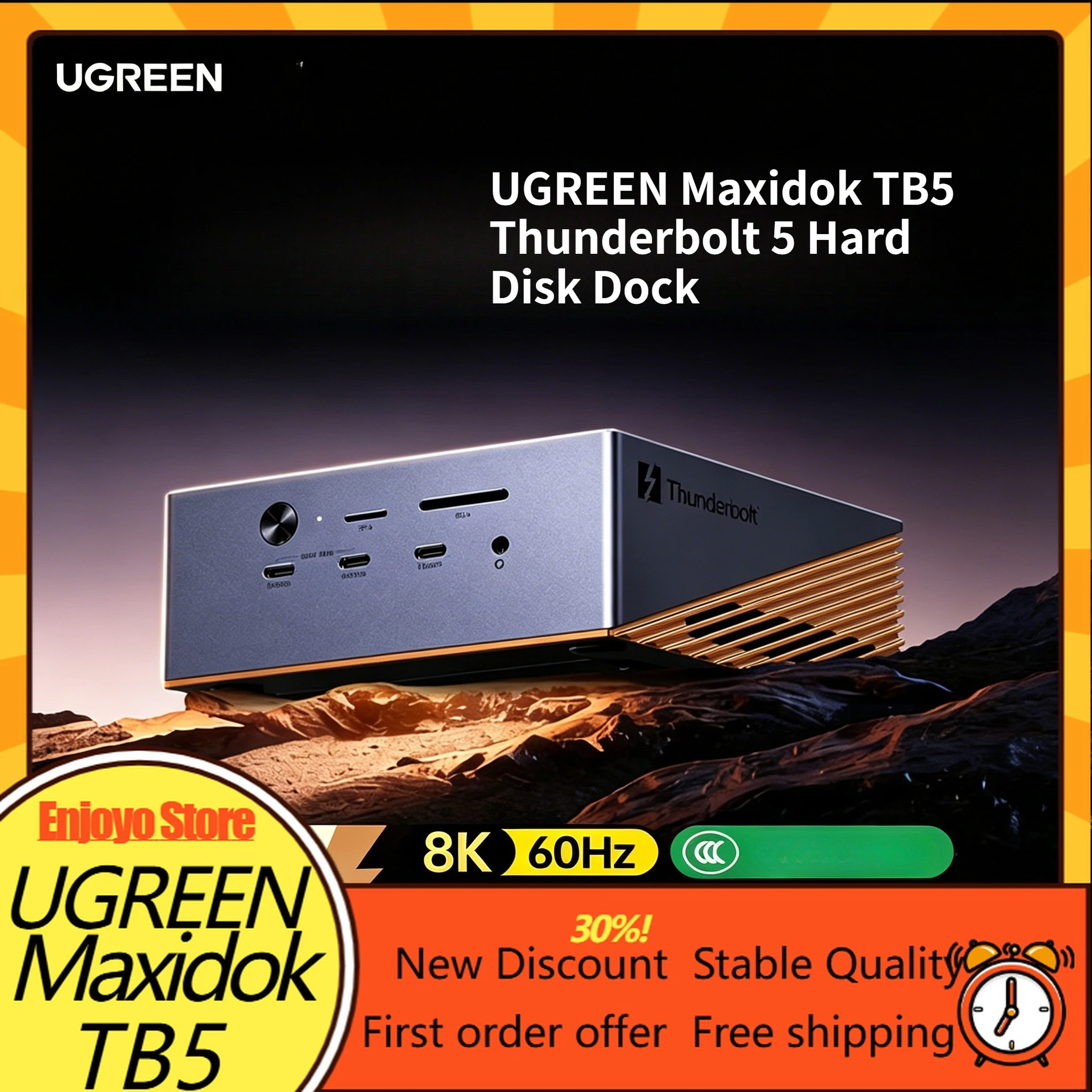 UGREEN Maxidok TB5 Thunderbolt 5 Docking Station DP2.1 Dual 8K Four‑Screen Output 17‑in‑1 Desktop Dock Station 140W PD Charging