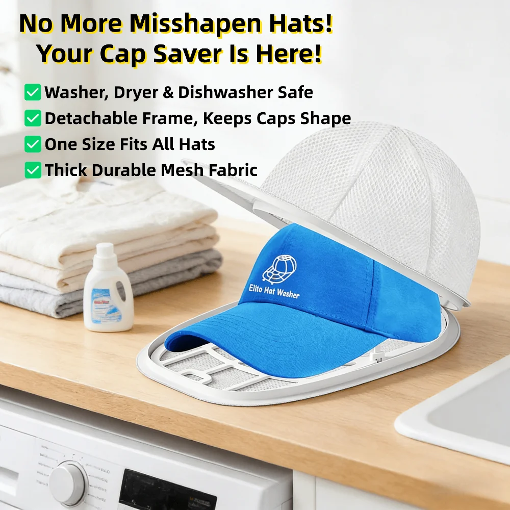 Bolsa de lavado desmontable para gorras con marco, protector de malla para lavadora de gorras, retenedor de forma para gorras de béisbol, apto para lavadora, secadora y lavavajillas.