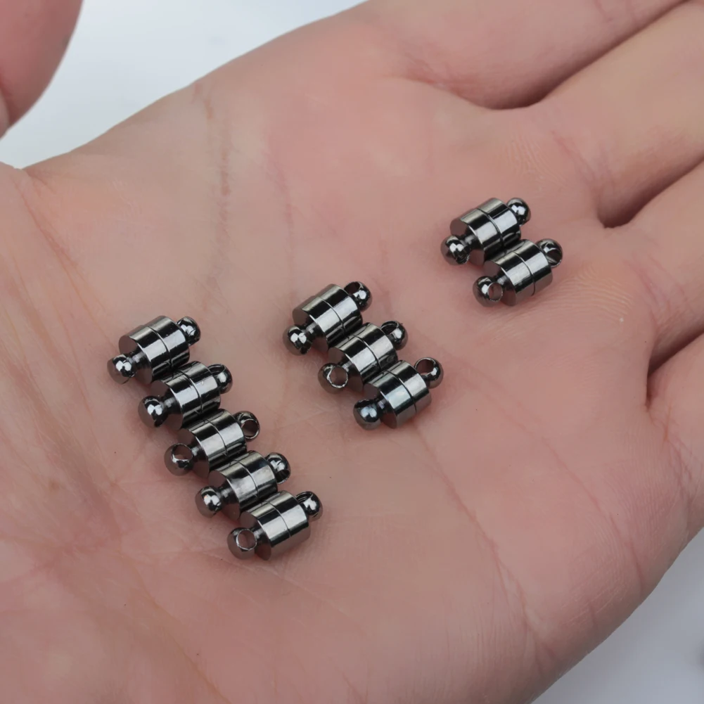 10 szt. Magnetyczne zapięcia 6x11mm, cylindryczne końcówki, magnetyczne klamry pasujące do bransoletek, łączniki do tworzenia skórzanych bransoletek i biżuterii.