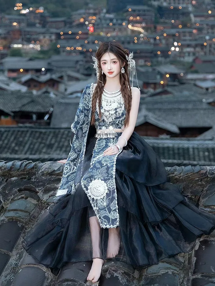 Nuevo traje étnico batik vestido largo conjunto ropa de fotografía