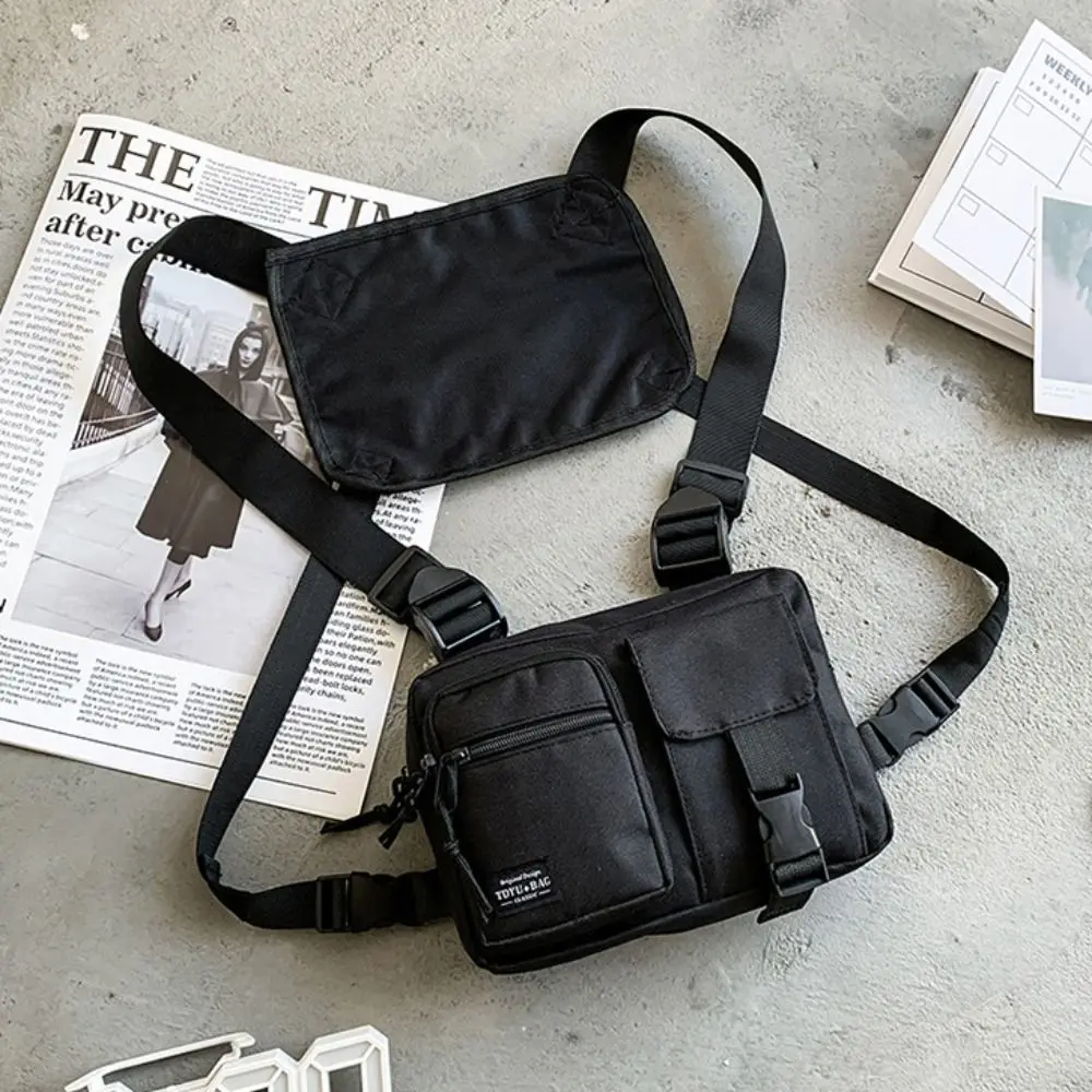 Zipper Double Shoulder Chest Bag Oxford Cloth Large Capacity Men' S Vest Bag Multi Functional Waistcoat Bag