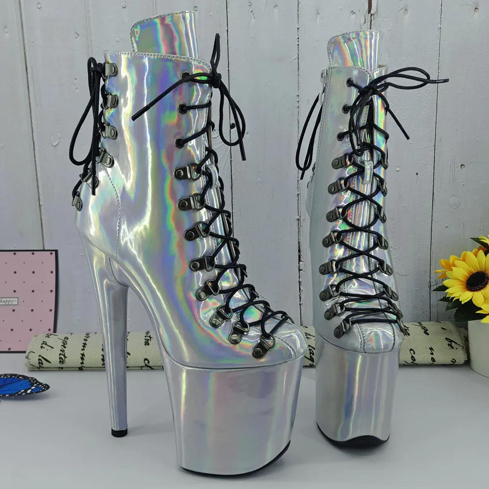 

Leecabe Laser PU 20CM/8inches Pole dancing shoes High Heel platform Boots Closed toe Pole Dance boots