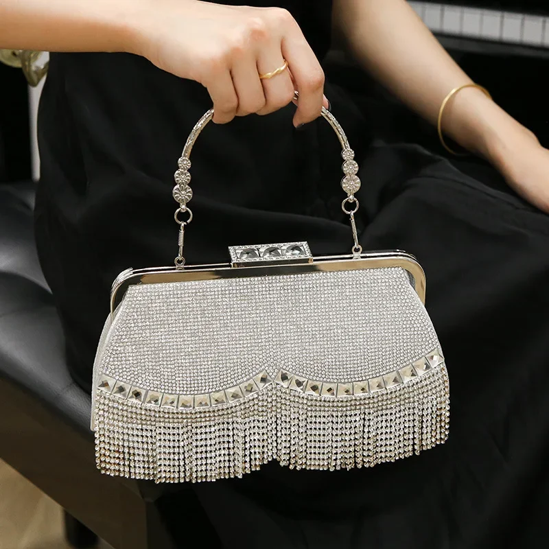 

New Fashion Rhinestone Clutch Women's Evening Bags Bling Day Clutches Gold Wedding Purse Female Handbag Shoulder Wedding Party