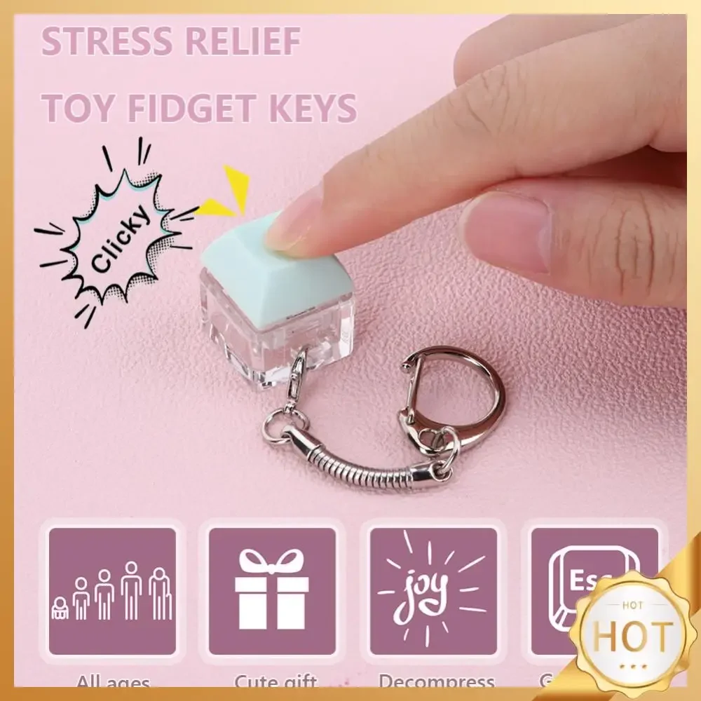 Keyboard Fidget Keychain 1 Key Keyboard Decompression Toys DIY Button Stress Relief Gifts for Adult Gifts To Relief Pass Time