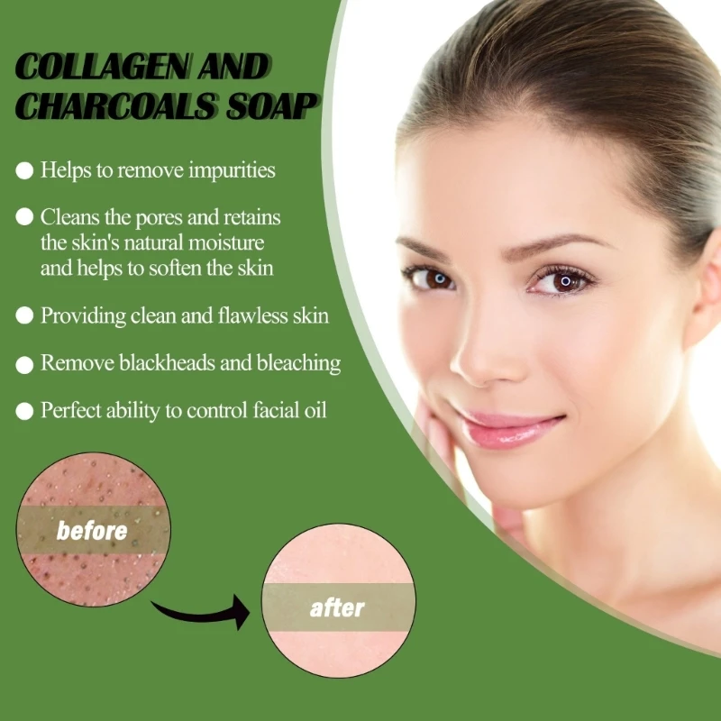 Natural Bamboo Charcoal Soap Bar for Face,Body,Acnes,and Sensitive Oil Control Cleansing Soap Cleanser Gift 918D