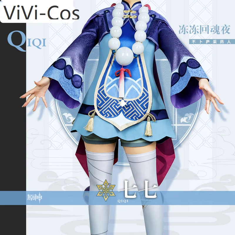 

ViVi-Cos [на заказ] аниме Genshin Impact Qiqi игровой костюм, милое платье, костюм для косплея, костюм для Хэллоуина, Женский костюм для вечеринки, Новинка