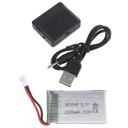 3.7V 2000mAh Lipo Battery 903048 Li-ion Battery/Charger RC Quadcopter Accessory Repair Spare Part for KY601S H11D H11C RC QXNF