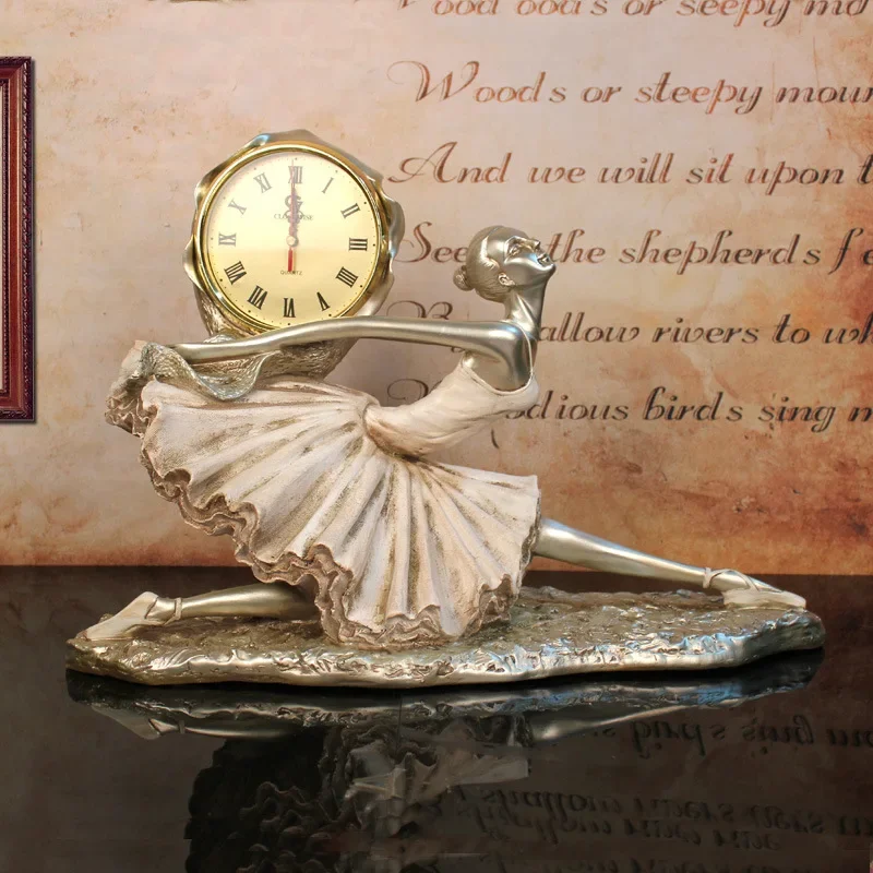 [New] European-style Ballerina Beauty Clock Decoration Resin Home Decor Practical Clock Pedesta Furnishing Creative Crafts