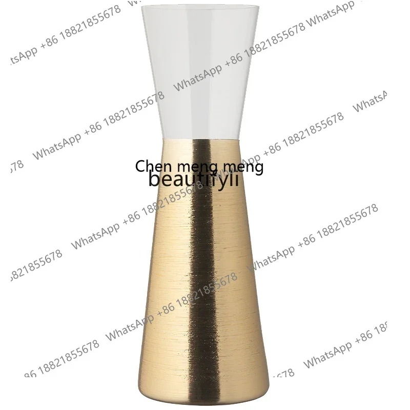 G153 Water-Raising Hallway Vase European-Style Transparent Water-Raising Floor-Standing Gold Vase Large Housewarming Gift