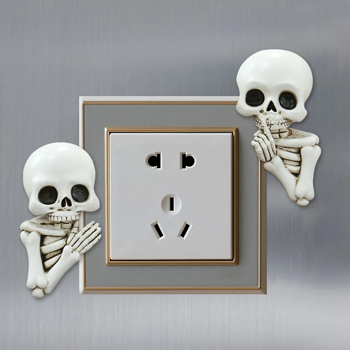 2pcs Resin Shush Skull Decorations Gothic Halloween Home Decor Hand Painted Craft with Face Stickers for Frame Socket Computer Multi Scene Decoration view 6